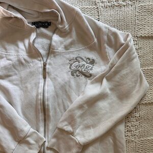 Coogi Beaded White/Cream Zip Up Hoodie